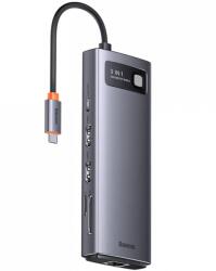Baseus Hub USB-C Baseus Joystar, 2 x USB-A 3.2 - 1 x USB-A - 1 x USB-C - 2 x HDMI - 1 x RJ45 - 1 x SD - 1 x microSD, Gri WKWG060013 (WKWG060013)
