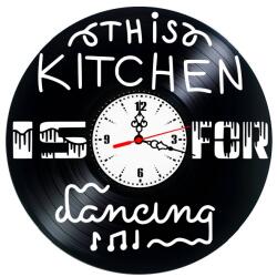  Ceas de perete decorativ "Kitchen Art", lucrat manual din disc de vinil (Vinyl Record), design tematic Bucatarie, Negru, 30 cm