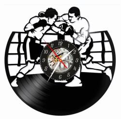  Ceas de perete din disc vinil, Tematică Box / Boxing, Design Luptători în Ring, Negru