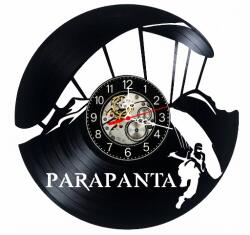  Ceas de perete decorativ realizat din disc de vinil, Model Parapanta Parapantism Zbor Zburator, Negru, 30 cm