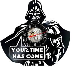  Ceas de perete decorativ realizat din disc de vinil, Model Darth Vader Star Wars Your Time Has Come, Negru, 30 cm
