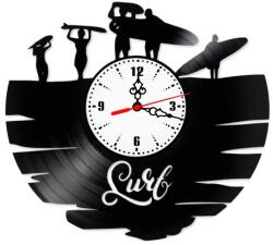  Ceas de perete decorativ, Surf / Surfing, realizat din disc de vinil (Vinyl Record), 30 cm, mecanism silențios, negru