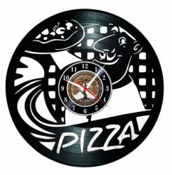  Ceas de perete din disc de vinil, Model Pizza, Negru, 30 cm
