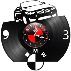  Ceas de perete decorativ realizat din disc de vinil, Model BMW Cabrio / Decapotabila Auto, Negru, 30 cm