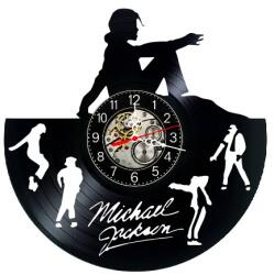  Ceas de perete decorativ realizat din disc de vinil, Model Michael Jackson Dance Siluete Pop Star, Negru, 30 cm