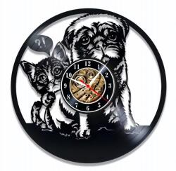  Ceas de perete din disc de vinil, Model Caine si Pisica, Negru, 30 cm - cod CB4581