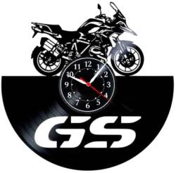  Ceas de perete decorativ realizat din disc de vinil, Model Motocicleta BMW GS Adventure, Touring Enduro, Logo GS Masiv, Cadran Negru, 30 cm