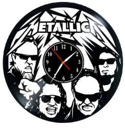  Ceas de Perete Decorativ "Metallica - Masters of Metal", din Disc Vinil Reciclat, Design Rock Band, Negru, Mecanism Silențios (Sweep), 30 cm