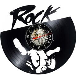  Ceas de perete decorativ realizat din disc de vinil, Model Rock Semnul Cornului Rock Horns, Negru, 30 cm