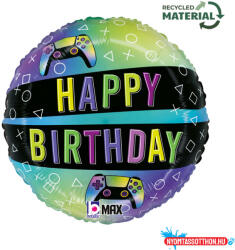 Grabo Happy Birthday Vivid Gaming fólia lufi 46 cm (GBB26535P)