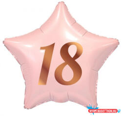 GoDan Rózsaszín Happy Birthday 18 Pink csillag fólia lufi 44 cm (MLG155679)
