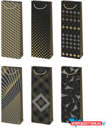 Pol-Mak Mintás Black&Gold papír italtáska 13x38x11 cm (PKK058019)