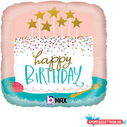Grabo Happy Birthday Confetti Cake fólia lufi 46 cm (GBB26118P) - nyomtassotthon
