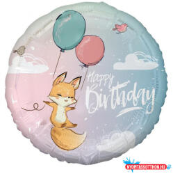 GoDan Róka Happy Birthday Fox Pastel fólia lufi 36 cm (MLG149364)