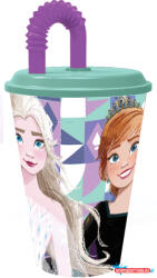 Stor Disney Jégvarázs Ice Magic szívószálas pohár, műanyag 430 ml (STF74230)