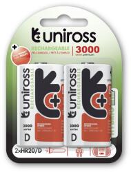 Uniross D/góliát 1, 2V 3000mAh Ni-MH HYBRIO akkumulátor 2db/csomag (4895122320428)