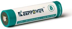 KeepPower 18650 3, 7V 4000mAh védett Li-ion akkumulátor USB-C (6970906554287)