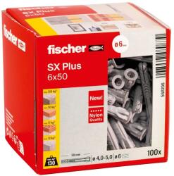 Fischer Dublu de ancorare fischer SX Plus 6 x 50, 100 bucati, nylon, pentru beton si zidarie (39982107)