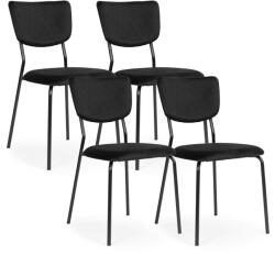 ModernHOME Étkezőszék, ModernHome KJC-4-BC, 4 db, fekete, 80 x 53 x 53 cm, bársony kárpit, porszórt acél lábak, teherbírás: 120 kg (TF4899)