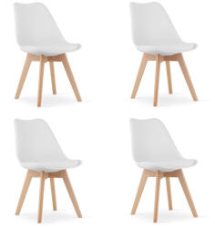  Étkezőszék, Mark-ATTY16, 4 db, fehér, 81, 5 x 43 x 47 cm, polipropilén ülés, bükkfa lábak, párnázott (TF3440)