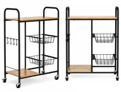 ModernHOME Konyhai tároló, ModernHome GIC-KO85-15, 86, 5 x 56, 5 x 30 cm, acél váz, MDF polclapok, gurulós, kihúzható kosarakkal, teherbírás: 15 kg (TF5435)