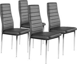  Étkezőszék, KE01, 4 db, szürke, 98 x 42 x 49 cm, műbőr kárpit, krómozott acél lábak, magas háttámla, teherbírás: 120 kg (TF3468)
