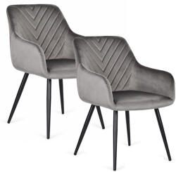 ModernHOME Étkezőszék, ModernHome TIKC-4, 2 db, sötétszürke, 82, 5 x 60 x 55 cm, bársony kárpit, porszórt acél lábak, karfás, teherbírás: 120 kg (TF5455)