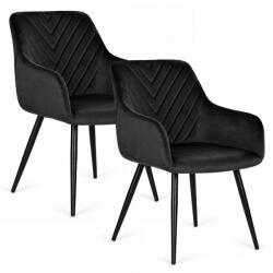 ModernHOME Étkezőszék, ModernHome TIKC-3, 2 db, fekete, 82, 5 x 60 x 55 cm, bársony kárpit, porszórt acél lábak, karfás, teherbírás: 120 kg (TF5459)