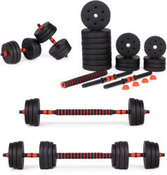 MOVEPRO Kézisúlyzókészlet, MOVEPRO GB-SX, 2 x 15 kg (összesen 30 kg), rúdcsatlakozóval súlyzórúddá alakítható, 16 tárcsával, csúszásmentes markolat (TF2400)