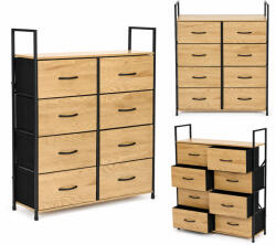 ModernHome Komód, ModernHome GIC-C106-19, 80 x 107 x 24 cm, 8 fiókos, fém váz, textil tárolók, teherbírás: 2 kg/fiók, 5 kg/felső polc (TF5439)