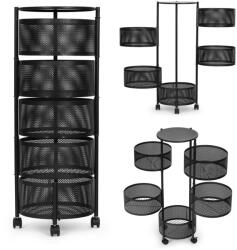 ModernHOME Konyhai tároló, ModernHome VB5-5, 91 x 34 x 34 cm, fekete, 5 szintes, forgatható polcok, porszórt acél, teherbírás: 15 kg (TF5463)