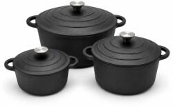 Master Gustav Set 3 Oale din Fonta Natur cu capac Master Gustav , 2, 8 L + 3, 8 L + 5, 1 (MGA92674) Ceaun