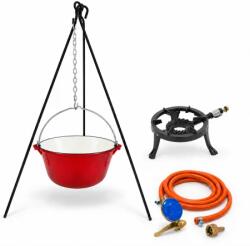 Master Gustav Pachet complet 15 L pentru gatit la ceaun , ceaun emailat 15 Litri, arzator 7 kW, trepied 110 cm E i kit GPL (MGP113701-2017) Ceaun