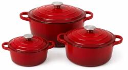Master Gustav Set 3 Oale din Fonta Emailata cu capac Master Gustav , 2, 8 L + 4 L + 6 L (MGA92673) Ceaun
