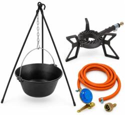 Master Gustav Pachet complet 15 L pentru gatit la ceaun , ceaun natur 15 Litri, arzator 6.5 kW, trepied 110 cm E i kit GPL (MGP124301) Ceaun