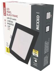 EMOS LED süllyesztett lámpatest NEXXO, négyzet, fekete, 12W, CCT