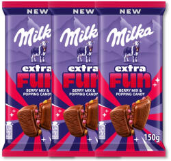 Milka ExtraFun bogyós gyümölcsös táblás tejcsokoládé 3x150 g