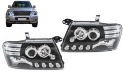 KITT Lightning Faruri Angel Eyes negre pentru Mitsubishi Pajero V60 2000-2006 (HLMIPAJERO)