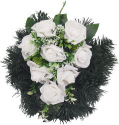  Selyemkoszorú (30cm) - Rózsa - Fehér #P1