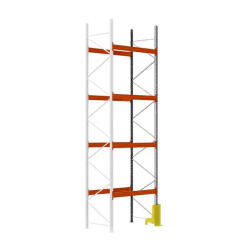 AR Racking Raklapos állvány bővítőmodul, 600×270×110 cm, 4 szint, 1 mező, ütközésvédelemmel, 1000 kg/raklap, horganyzott/narancs