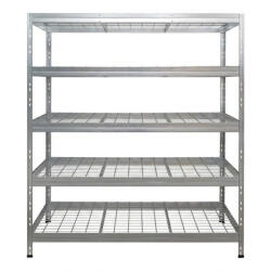 AR Shelving BULLRACK RIVET PRO nagy teherbírású állvány, 200×120×45 cm, 5 szint, acélrács polccal, 300 kg/polc, horganyzott