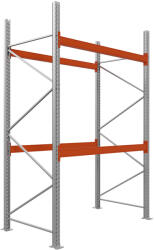 AR Racking Raklapos állvány alapmodul, 300×185×110 cm, 2 szint, 1 mező, 1000 kg/raklap, horganyzott/narancs