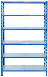 AR Shelving Csavarmentes fém polcos állvány L profillal, 200×60×30 cm, 6 szint, fém polccal, 180 kg/polc, kék/horganyzott