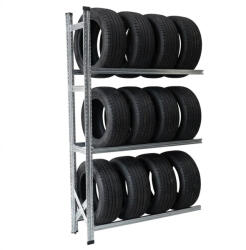 Metalsistema Gumiabroncs állvány alapmodul, 1972×1124×35 mm, 3 szint, fém polccal, 100 kg/polc, horganyzott