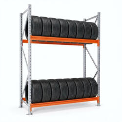 AR Racking Gumiabroncs állvány alapmodul, 200×150×50 cm, 2 szint, horganyzott/szürke