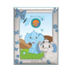 Slevori Ramă foto argintie cu elefant și fluturi albaștri, 9x13 cm, SLEVORI