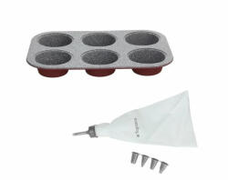 Tognana Set formă brioșe 6 cupcakes 27x18x3 cm cu geantă și duze de ornat Tognana Sweet Cherry roșu