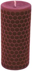 Luxodor Lumânare decorativă cilindrică din ceară de albine Beeswax Honeycomb, Luxodor, 7x15 cm, roșu închis