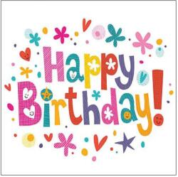 Ambiente Șervețele de masă din hârtie 33x33 cm Ambiente Birthday Wishes, alb multicolor, 20 buc
