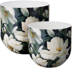 Koopman Vaze decorative de masă Koopman, set 2 piese cu imprimeu floral, H21 și H25 cm